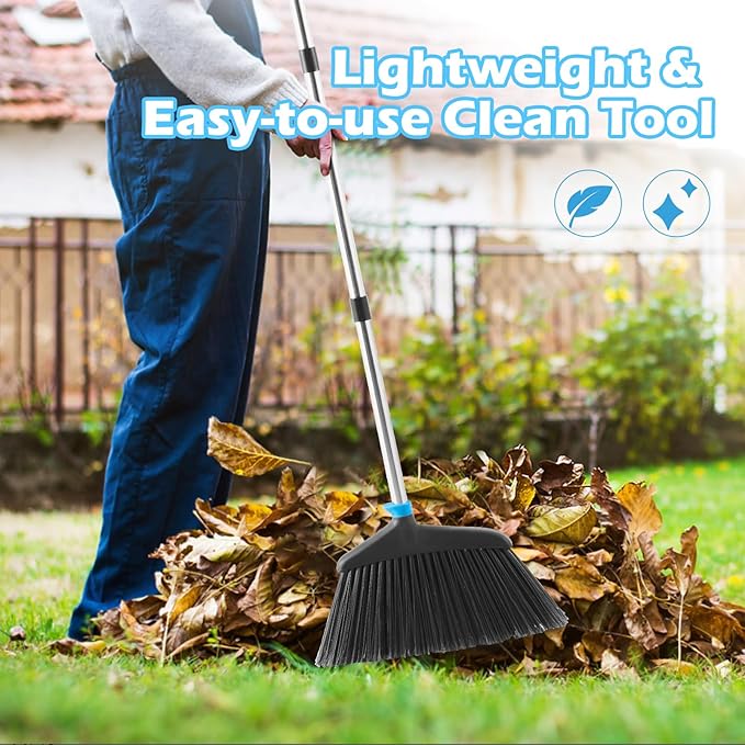 Outdoor Broom with Leaf Blower Small Cordless Leaf Blower with Long Handle Broom Lightweight Rechargeable Air Duster Broom Blower for Lawn Yard Patio Garden Balcony Car RV(Charger Included)