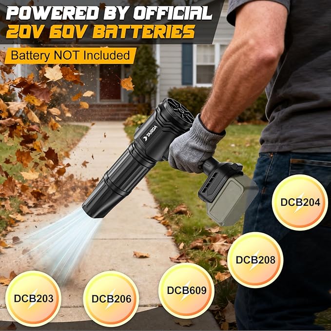 Brushless Cordless Leaf Blower Compatible for Dewalt 20V Battery(NO Battery) Mini Turbo Jet Blower With 2 Nozzles Lightweight &amp One-hand Use For Patio Garage Yard Snow Cleaning Car Dryer(Tool O