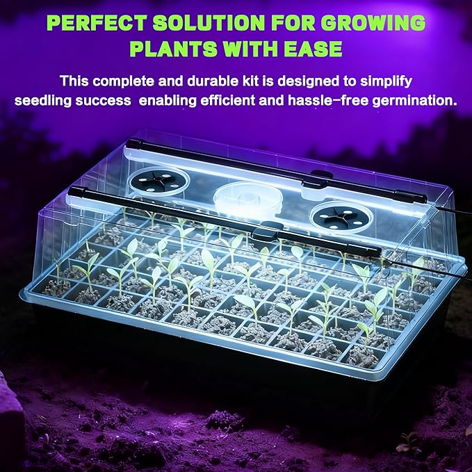 120-Cell Self-Watering Seed Starter Tray with Grow Lights Upgraded 1–24H Timer Seed Trays with Humidity Dome Indoor Gardening System Starter Kit for Seeds Plant Germination