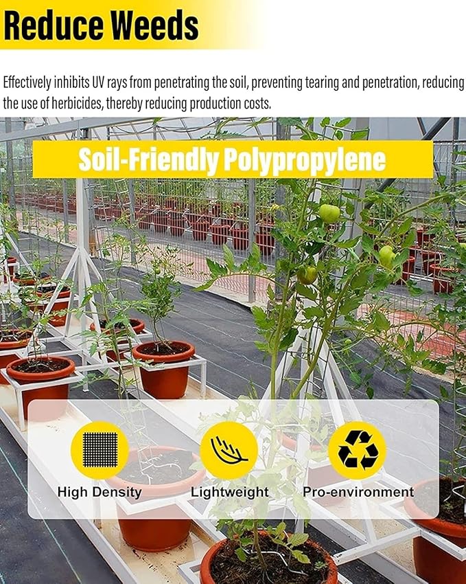 Heavy Duty Weed Control Membrane - Extra Wide Ground Cloth - Durable Polypropylene Fabric 0.4m to 1.5m Widths(1.2mx130m)