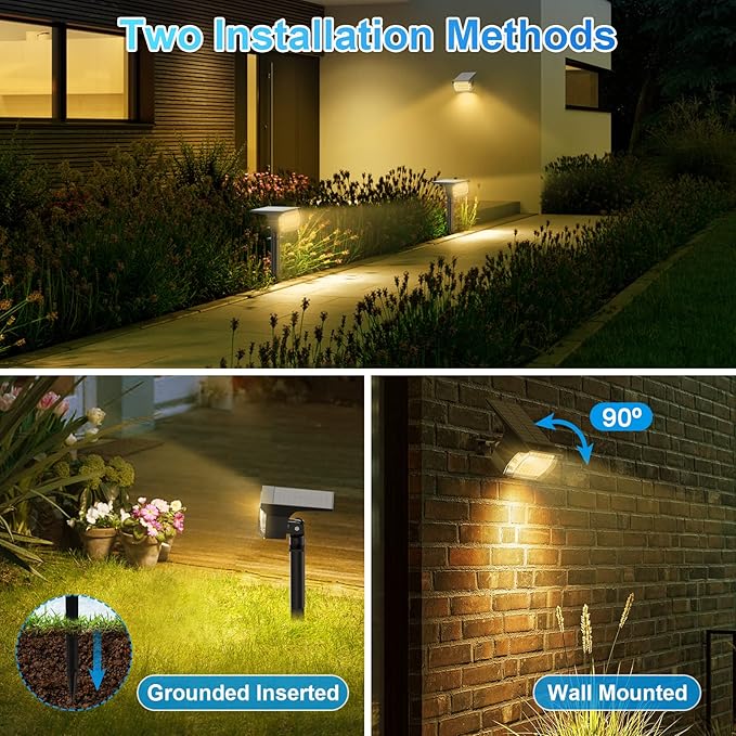 Solar Spot Lights Outdoor [57 LED/10 Pack] Solar Lights Outdoor IP65 Waterproof 3 Modes Solar Powered Landscape Spotlights for Garden Yard Outside Patio Pathway Pool(Warm White)