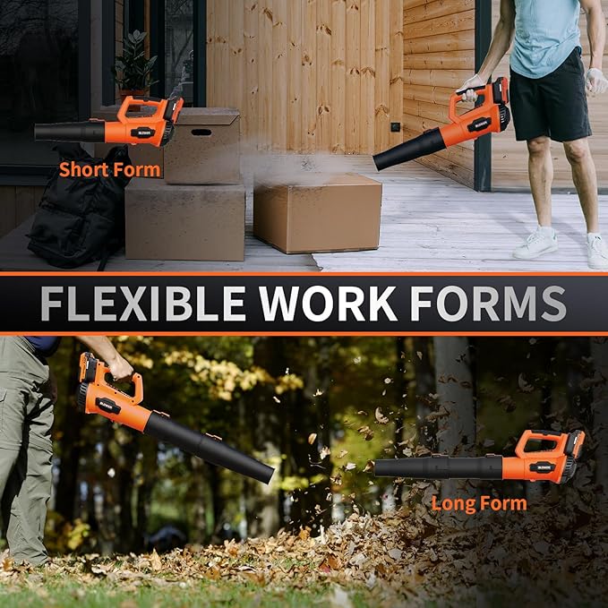 LEAPUL Leaf Blower Cordless 21V Electric Leaf Blower with 2×2.0Ah Batteries &amp 1 Fast Charger Lightweight Battery Powered Blower for Lawn Care Patio Cleaning