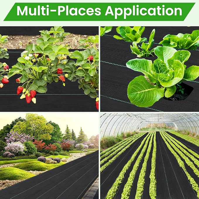 Rintea 6FTX300FT Weed Barrier Fabric 3.2oz Landscape Fabric Durable Weed Barrier Fabric Heavy Duty with 20 U-Shaped Securing Pegs for Landscaping Weed Blocker Garden Bed Cover Commercial Driveway