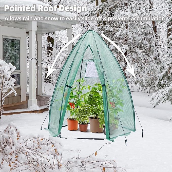Portable Plant Protector from Animals Ohuhu Greenhouse for Outsides with Durable PE Cover Heavy Duty Green House with Zippered Door Mesh Window for Vegetables Flowers Fruits Herbs 63x54x71 Inch