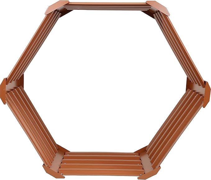 Sunnydaze Galvanized Raised Garden Bed Outdoor - Metal Planter Box for Gardening Vegetables and Plants - 16.25 H Hexagon - Brown