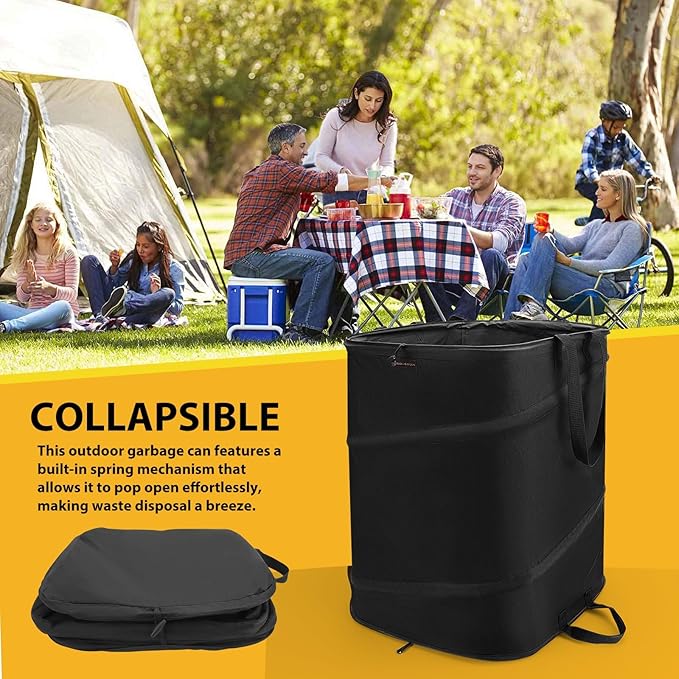YUDI &amp GARDEN 46 Gallon Square Collapsible Yard Waste Bin Collapsible Trash Can for Collecting Weeds or Leaf or Yard and Party Waste