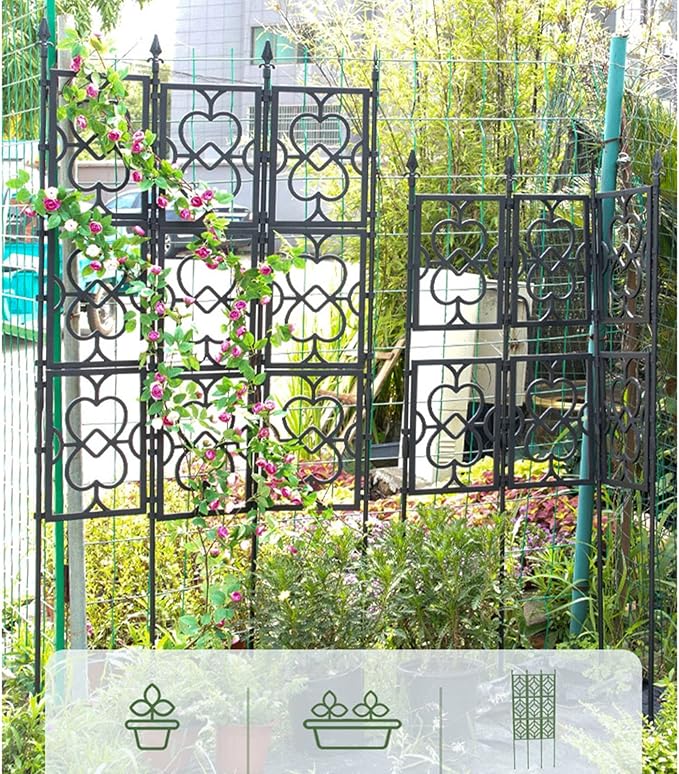 Garden Trellis For Climbing Plants Rustproof Lattice Fence Panels PE Plastic Coated Steel Pipe + PP Grid Foldable Flower Trellis For Potted Plants Easy To Install(Size:90x220cm(35.4x86.6in))