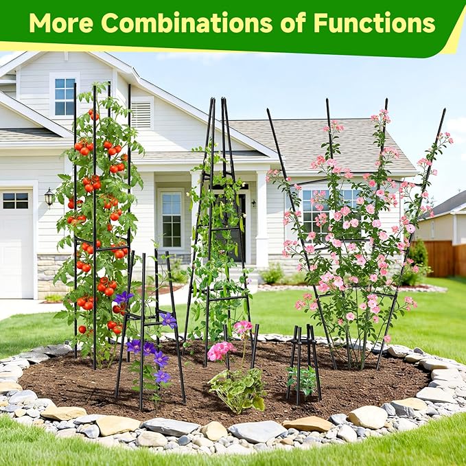 2 Pack Garden Obelisk Trellis for Climbing Plants Outdoor Indoor Pots Plant Trellis for Climbing Plant Support for Climbing Plants Garden Trellis for Indoor Potted Plants Vines Climbing Rose