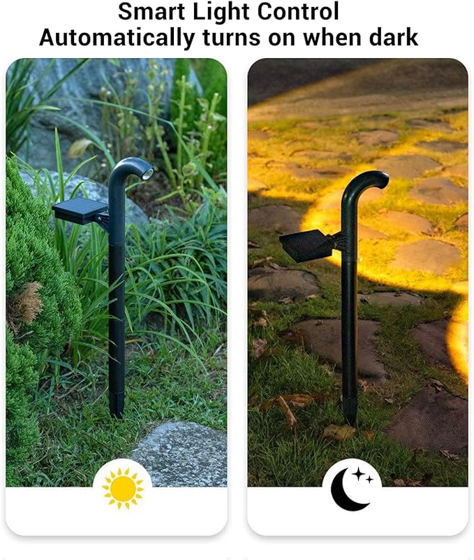 2pcs 23.2in Solar Landscape Lights Set Bright Pathway Lighting Efficient Solar Panel for Outdoor Garden Yard Pool (White Lighting)