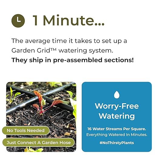 Garden Grid Watering System | Square Foot Gardening Grid &amp Irrigation in One | Pre-Assembled Watering Grid and Square Foot Garden Style Planting Template | USA-Made Quality | Size: 4x6 – Dims: 44