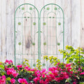 Metal 2 Pack Trellis for Climbing Plants Outdoor 7 FT Tall Galvanized Steel Garden Trellis for Patio Lawn Wall Decor Plant Trellis for Vine Cucumber Tomato Flower Clematis Roses-Sunflower (Green)