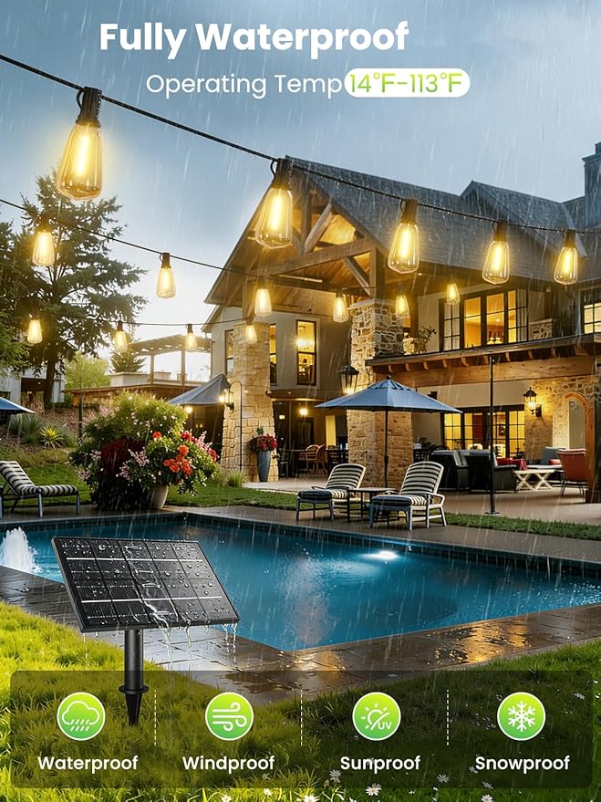 Svater 6 Pack Landscape Lighting + 75FT ST38 Solar String Lights Outdoor with Remote
