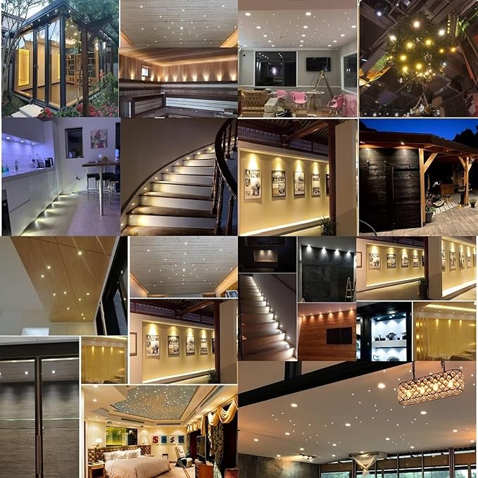 18-Pack Mini LED Downlight Kit 30W Transformer Included 1W Warm Light for Bedroom &amp Kitchen Ceiling DC12V Recessed Spotlight Hidden Wall/Ceiling Light for Cabinets