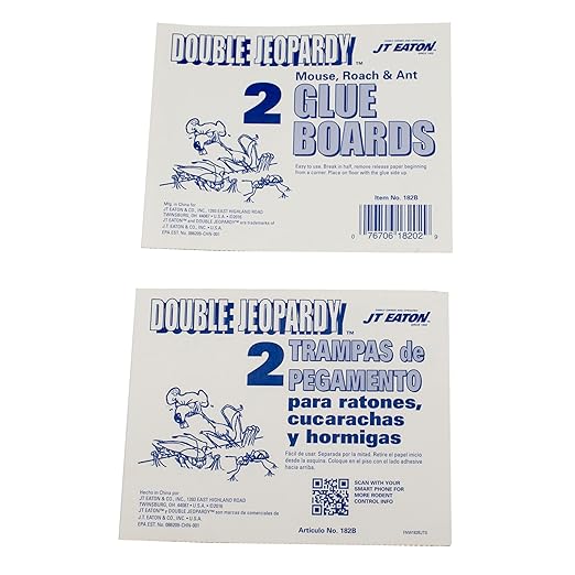 Double Jeopardy Flat Glue Board – 8.5 x 5.25 – High-Strength Rodent and Insect Trap – Durable Non-Toxic Adhesive Surface – Effective Pest Control Solution – 72 Boards