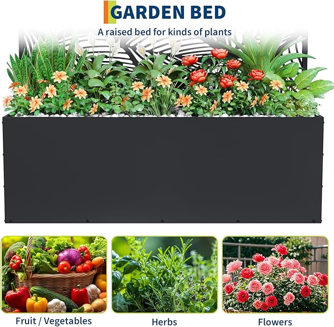 Metal Planter Box with Trellis 47X16X71 Raised Garden Bed Without Wheels Galvanized Metal Privacy Screen for Climbing Plants Vegetables Vines Patio Planters with Drainage Holes 16 Deep Bed