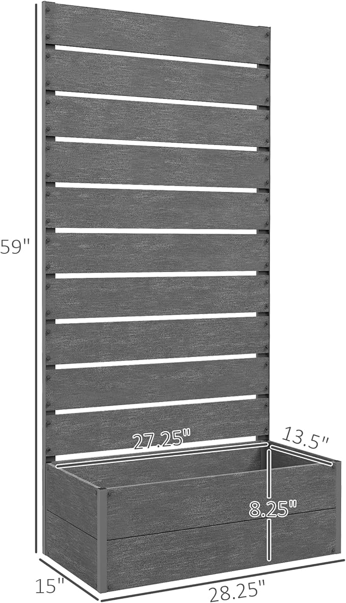 Vertical Garden Planter with Built-in Trellis 28.25”H Raised Bed for Climbing Plants Freestanding Planter Box with Drainage for Patio Deck Balcony Gray