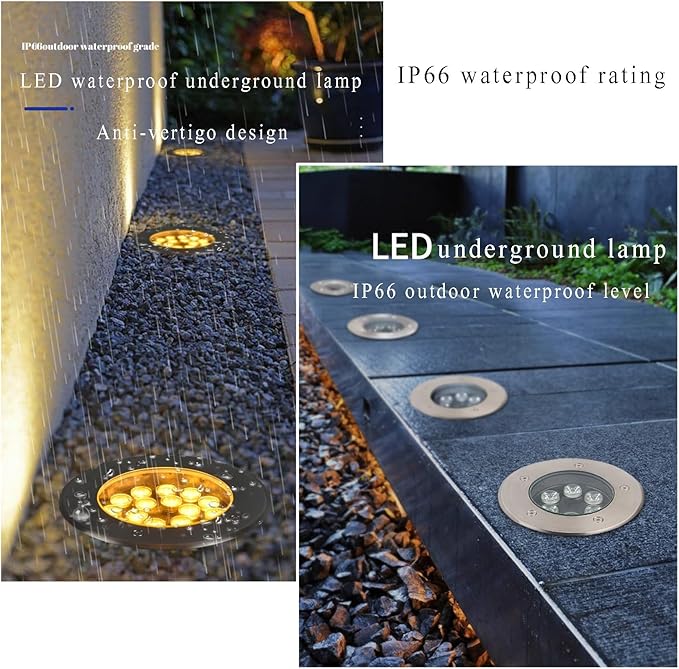 Outdoor Underground Light Round Landscape Lamp IP66 Waterproof s AC85-110V for Garden Walkway Deck Step Fence Recessed Ground Light