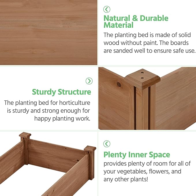 Yaheetech 8x2ft Wooden Horticulture Raised Garden Bed Divisible Elevated Planting Planter Box for Flowers/Vegetables in Backyard/Patio Outdoor Dark Brown 95 x 25 x 11in