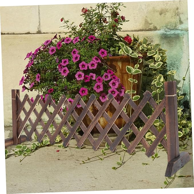 BESTonZON Expandable Wooden Garden Trellis Retractable Lattice Fence for Climbing Plants Stylish Outdoor Decor Convenient and Portable Edging for Garden Privacy and Aesthetic Appeal