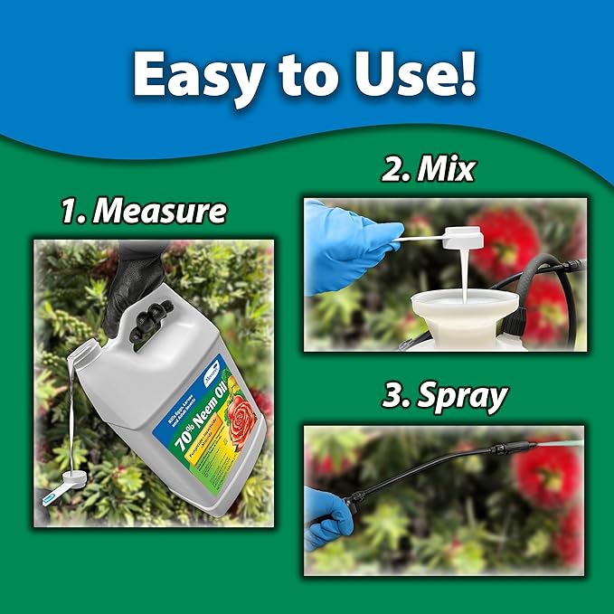 Monterey 70% Neem Oil Bundled with Measuring Spoon - Organic Gardening Fungicide Insecticide Miticide - Kills Eggs Larvae and Insects - 1 Gallon