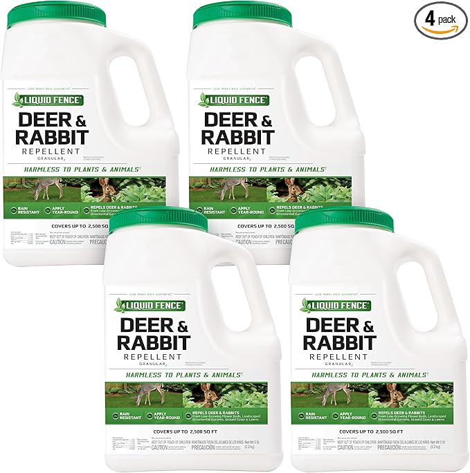 Liquid Fence Deer And Rabbit Repellent Granular 5 Pounds Harmless To Plants And Animals(Pack of 4)