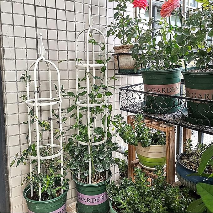 Garden Trellis for Climbing Plants Garden Tower Obelisk Trellises Rustproof Metal Potted Plant Climbing Support Large Garden Trellis Plant Supports for Climbing PlantsBlack20 * 75cm