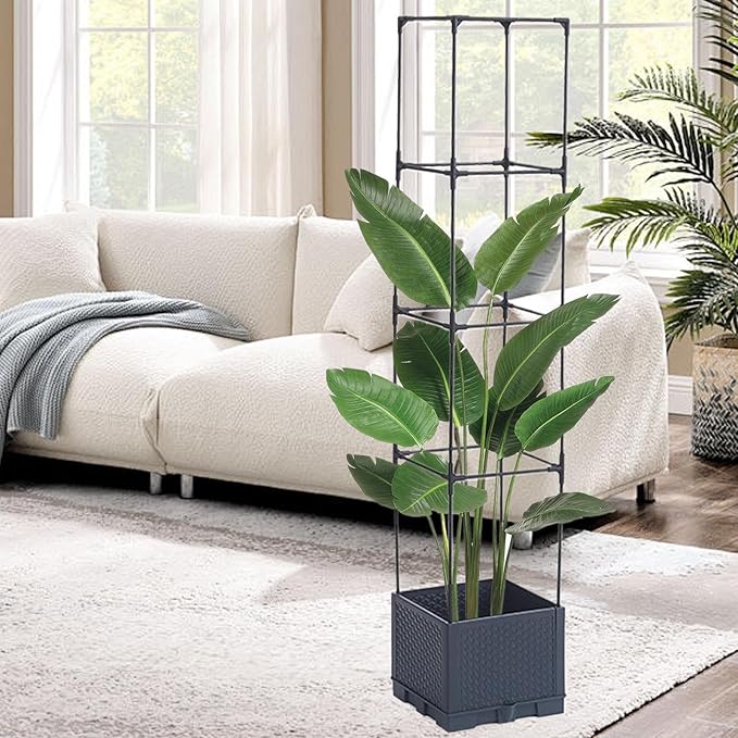 Planter Box with Trelliswith Trellis Vertical Support PotsOutdoor Vine Flower Garden Planter - for Tomato Cucumber Pea Grape Vines Vegetable Flower Fruit Potted Indoor