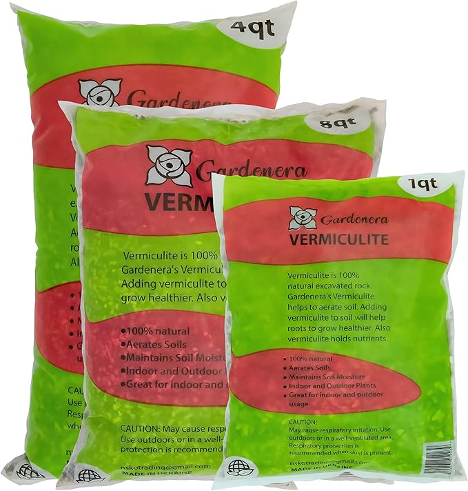 Horticultural Organic Vermiculite by GARDENERA - Medium Grade - Natural Soil Additive for Potted Plants - Orchids - Hydroponics - Terrariums (8 QT) - Set of 3