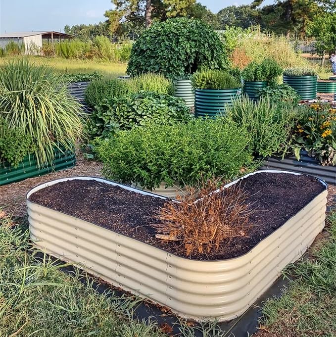 Vego garden 17 Tall L-Shape Raised Garden Bed Metal Raised Planter Bed for Vegetables Flowers Ground Planter Box Large Size