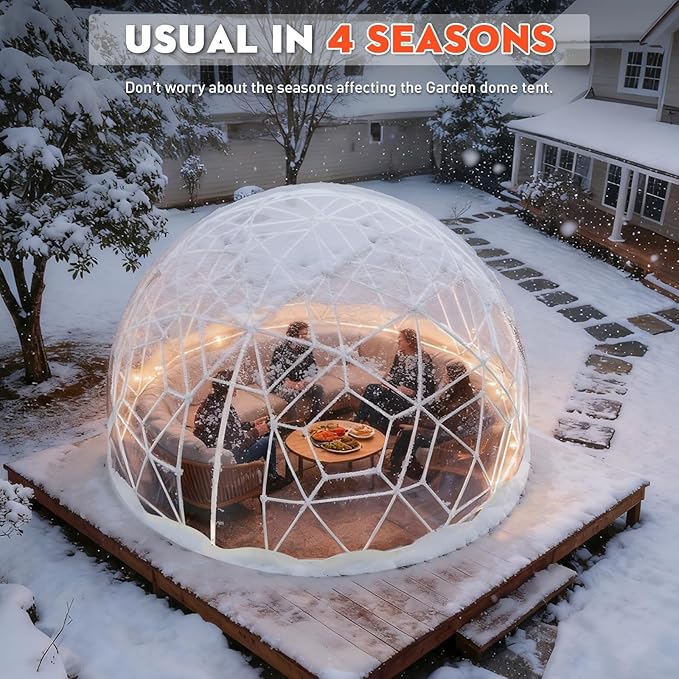 Garden Dome Tent 9.6/12/15 ft Outdoor Clear Bubble Tent for 2-8 Person All-Weather Geodesic Dome Greenhouse with Window &amp Door PVC Transparent Tent for Patio Camping Party