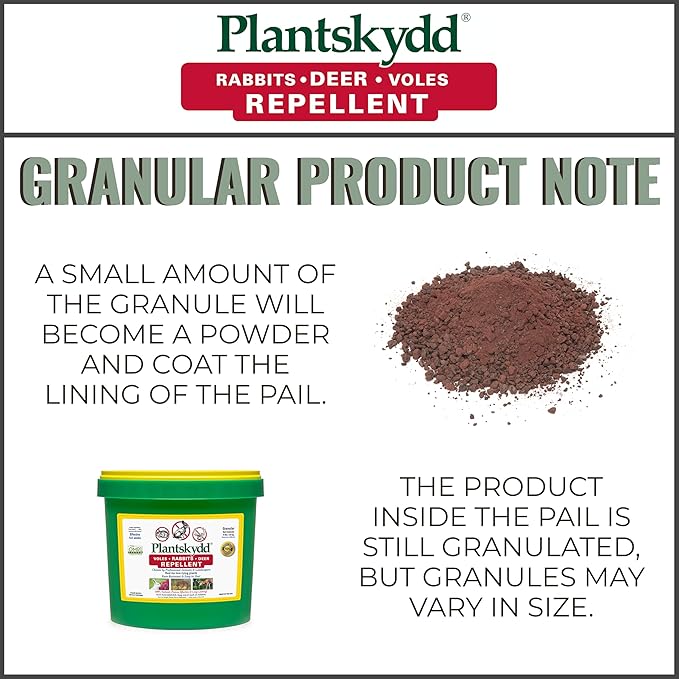 Plantskydd Animal Repellent - Repels Deer Rabbits Elk Moose Hares Voles Squirrels Chipmunks and Other Herbivores 8 LB Granular Pail (PS-VRD8P)