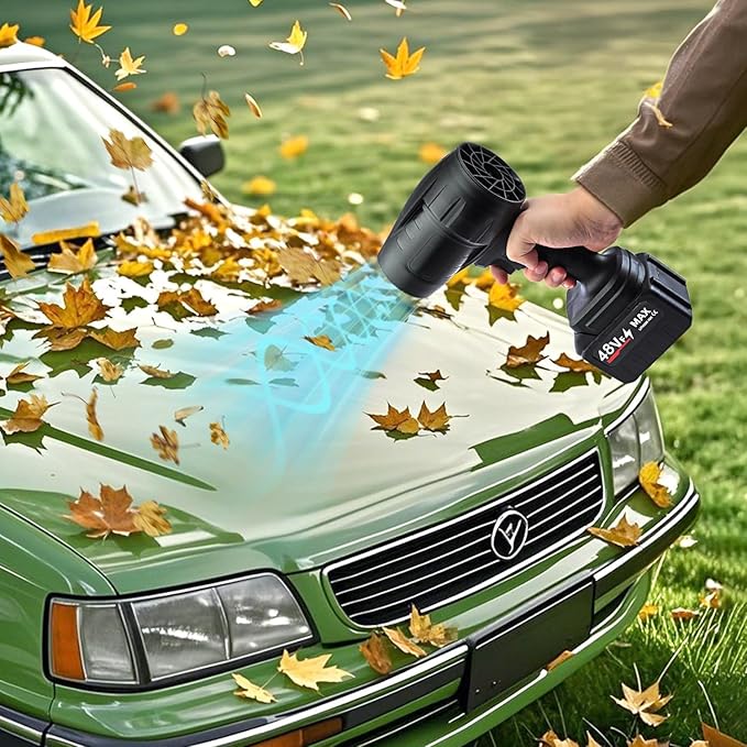 Electric Cordless Leaf Blower Portable Dust Hand Held Blowers 2 Pack 4000mAh Battery Powered and Charger Lightweight Handheld Blower for Lawn Care Patio Cleaning &amp Blowing Drying