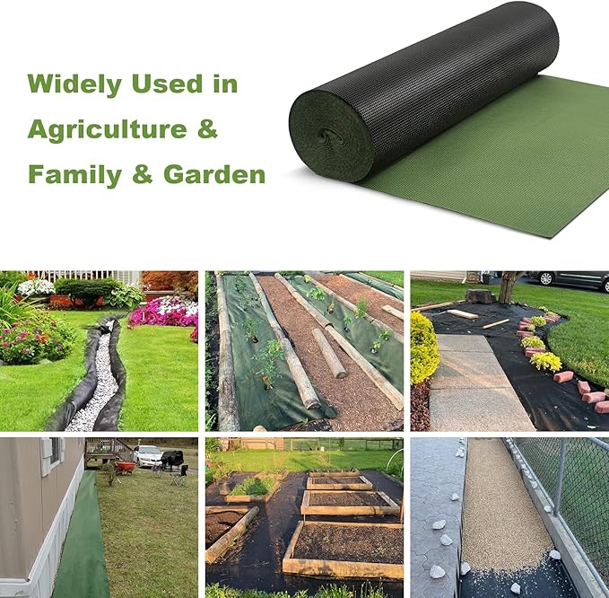 3x100ft Weed Barrier Fabric &amp Landscape Fabric5.8oz Heavy-Duty Non-Woven Ground Cover Easy Setup Weed Control Mat for Garden Yard Farm Orchard Fruit Trees