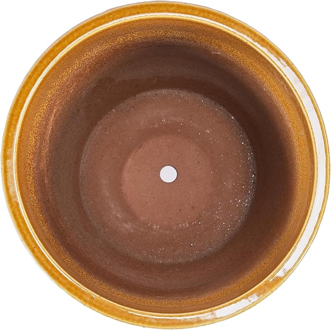 Handmade Ceramic Planter Set of 3 15129 Inch Diameter Earth Tone Speckled Glaze for Orchids Indoor Plants Windowsill Bookshelf Use Breathable Clay