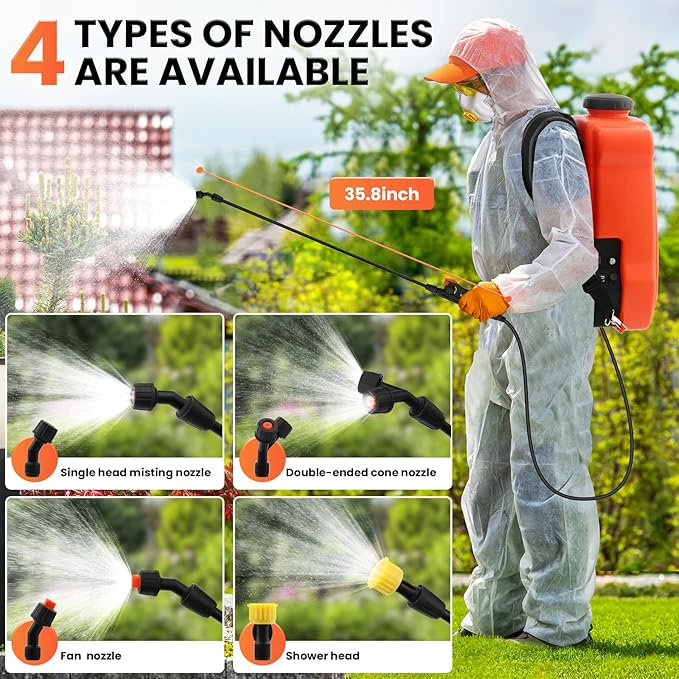 Battery Powered Backpack Sprayer 5.4 GallonAdjustable Wheeled Cart 0-94 PSI6 Hours Long Battery Life12V 8Ah BatteryBackpack Sprayer with 4 Nozzles for Weeding Spraying Cleaning