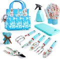 JUMPHIGH Womens Gardening Gifts Set - Floral Gardening Tools with Tote Bag - Gifts for Mom Girlfriend or Women - Birthday Christmas (Blue)