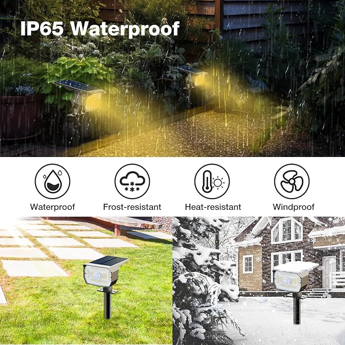 Solar Spot Lights Outdoor Motion Sensor with 3 Modes [ 4 Pack/56 LED ] Solar Spotlights Outdoor Waterproof 2-in-1 Auto On/Off Landscape Lighting for Outside Yard Wall Garden Pathway Warm White