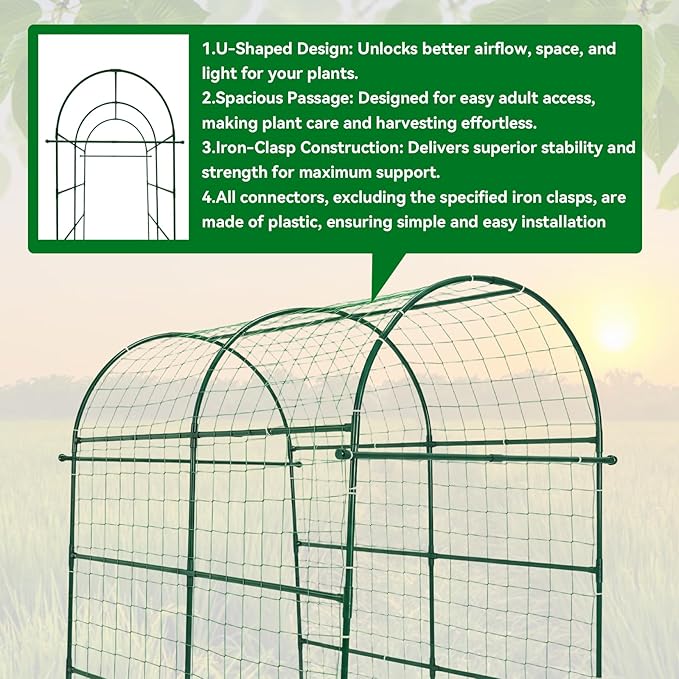 Garden Arch Trellis for Climbing Plants Outdoor - 83 H*71 W*43 L Large Rustproof Garden Trellis Heavy Duty Grape Trellis Tunnel Trellis for Melons Pumpkins Cucumbers Peas(Green)