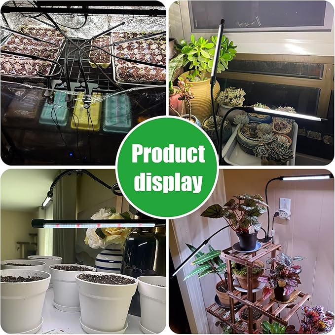 Grow Lights for Indoor Plants168 LEDs Clip Plant Lights Full Spectrum LED Plant Growing Lamps with Flexible Gooseneck 3/9/12H Timer 3 Spectral Modes 10 Dimmable Levels 4 Head