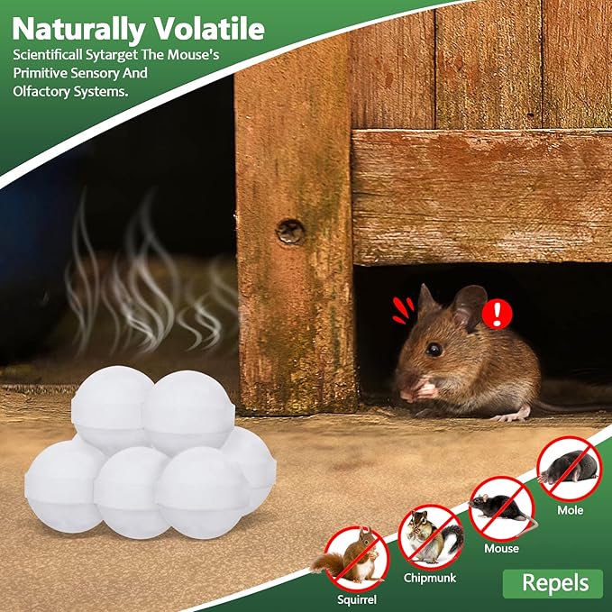 Mouse and Mice Repellent Indoor Outdoor 10 Packs Moth Balls Peppermint Balls for Rodent Long-Lasting Squirrel Repellent Safe for Human &amp Pets Suitable for Home Storage Garage Car RV