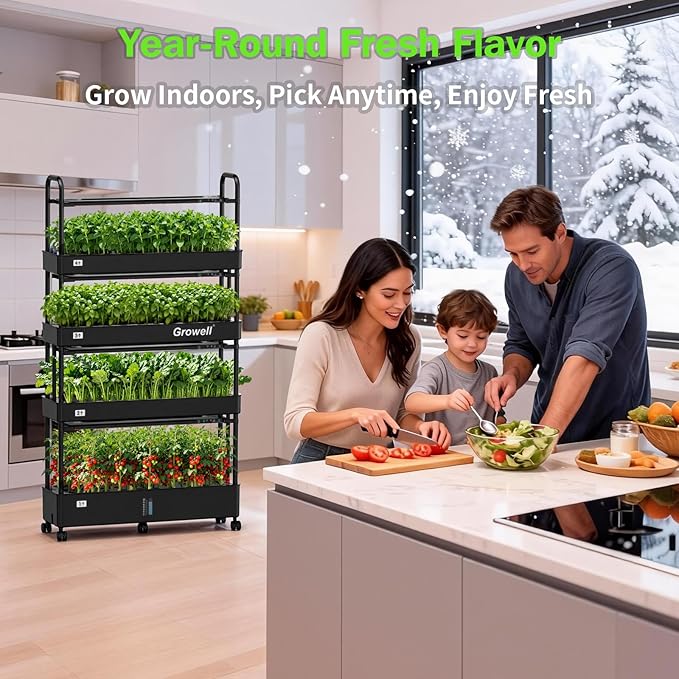 Large Hydroponics Growing System Kit 120 Pods Vertical Indoor Herb Garden Kit with 2 Light Modes &amp Auto Circulating Water System 48L Movable Indoor Gardening System for Herb Vegetable Fruit