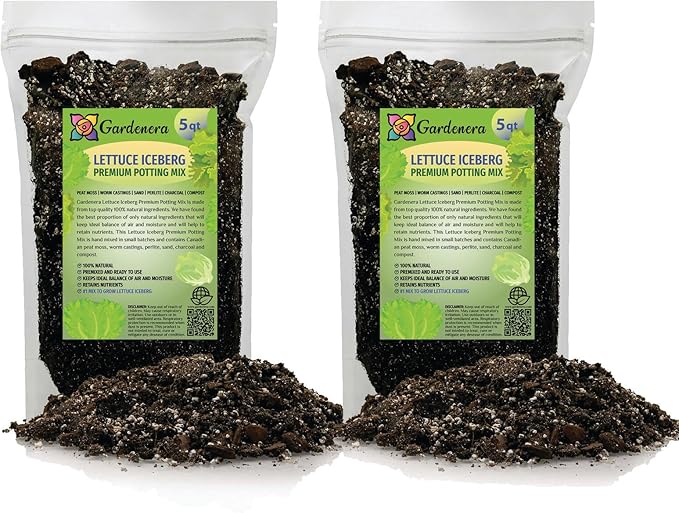 Gardenera Premium Potting Soil Blend for Lettuce Iceberg - The Ultimate Mix for Healthy Vibrant and Crisp Lettuce - 10 Quart