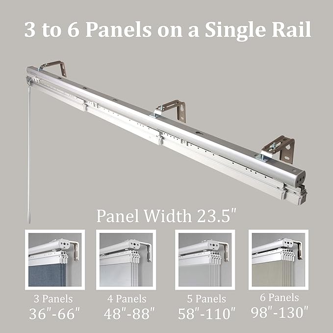 A&ampF Rod Décor - ICY White 4-Panel Single Rail Panel Track Extendable 48-88 W x 94 H Panel Width 23.5