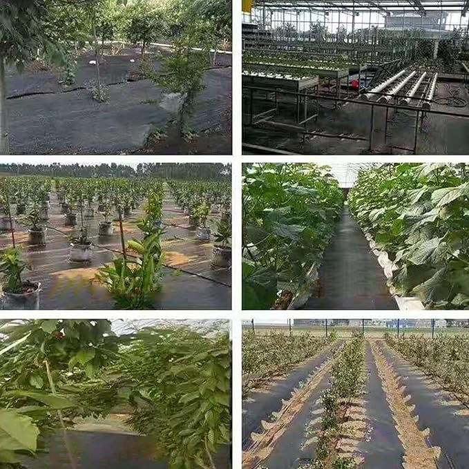 Weed Barrier Control MembraneLandscape Fabric Heavy-DutyGround Cover Breathable Geotextile (90gsm)Water Permeable and Tearproof Gardening Mat for Flower Bed Vegetable Black