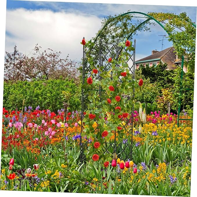 Metal Garden Trellis Plant Support for Climbing Vines Indoor Outdoor Wire Frame Protects Plants from Wind and Rain for Patio Lawn Garden Courtyard Black