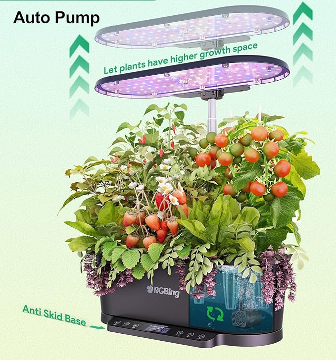 GeRRiT Hydroponic Growing System WiFi 15 Pods Indoor Garden with 5.5L Water Tank 76cm Adjustable Height Germination Kits App Controlled Garden Planter with LED Grow Light Pump System