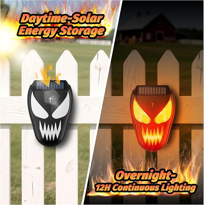 Solar Coyote Deterrent Predator Lights - Nocturnal Animal Repeller with Flame LED Flashing Lights for Chicken Coop Yard &amp Garden Protection Against Raccoons Foxes Deer Skunks Hawks 4 PCS