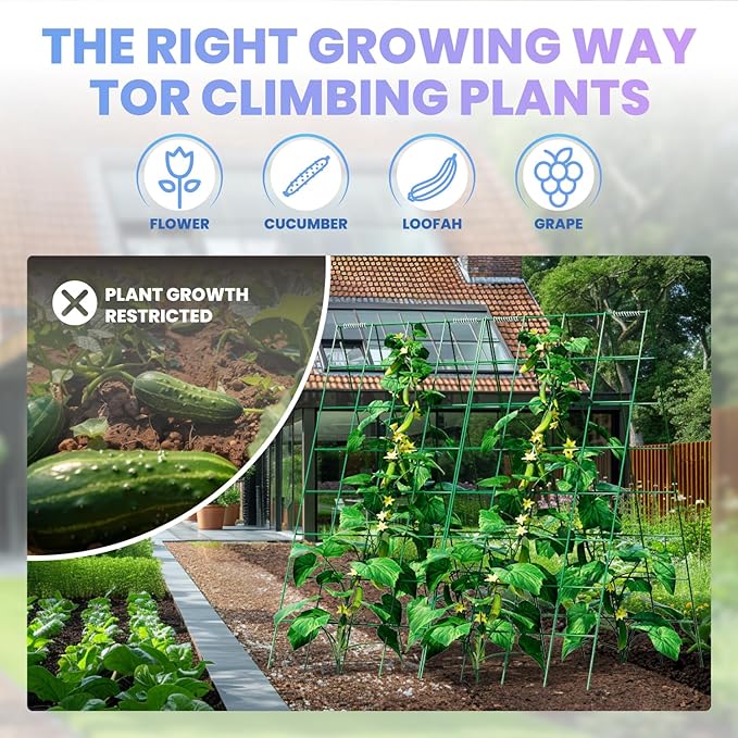 Cucumber Trellis Garden Trellis for Vegetables34 W X 48 A-Frame Garden Trellis for Climbing Plant OutdoorsMetal Raised Garden Bed with Trellis Plant Support Clips for Vegetable Flower