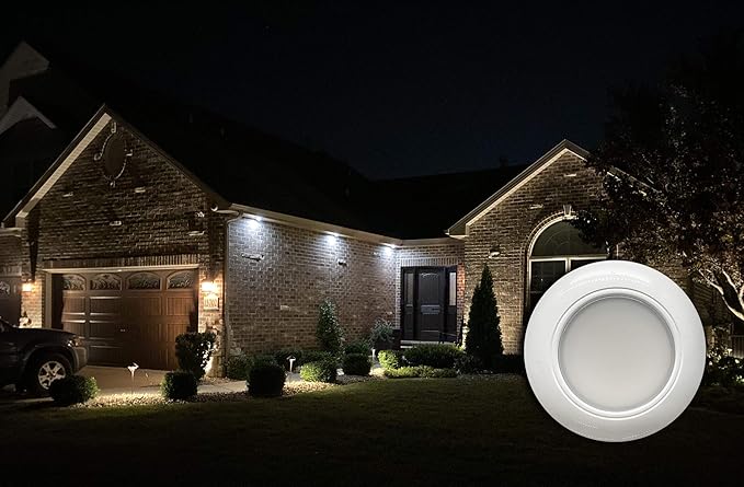 OZUSA 3 Round White LED Lights 6000K Surface Mount Indoor Outdoor Waterproof Lighting for Garden Landscape Porch Patio Deck 12 Volts