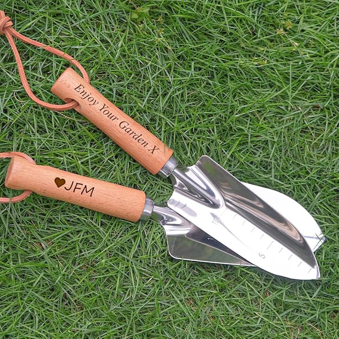 Personalised Garden Hand Tools Set Engraved Trowel Fork Rake Weeder Transplanter Mom Daddy Custom Gift Garden Lovers Gift Retirement Volunteer Gifts (Set of 5)